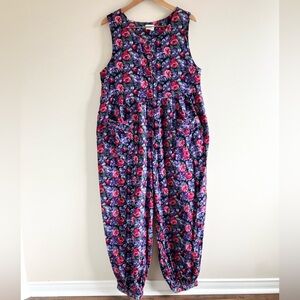 Vintage Laura Ashley floral corduroy jumpsuit size Large cottagecore